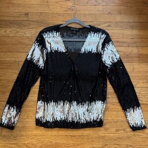 Like New! INC International Concepts Black and Silver Sequin Top